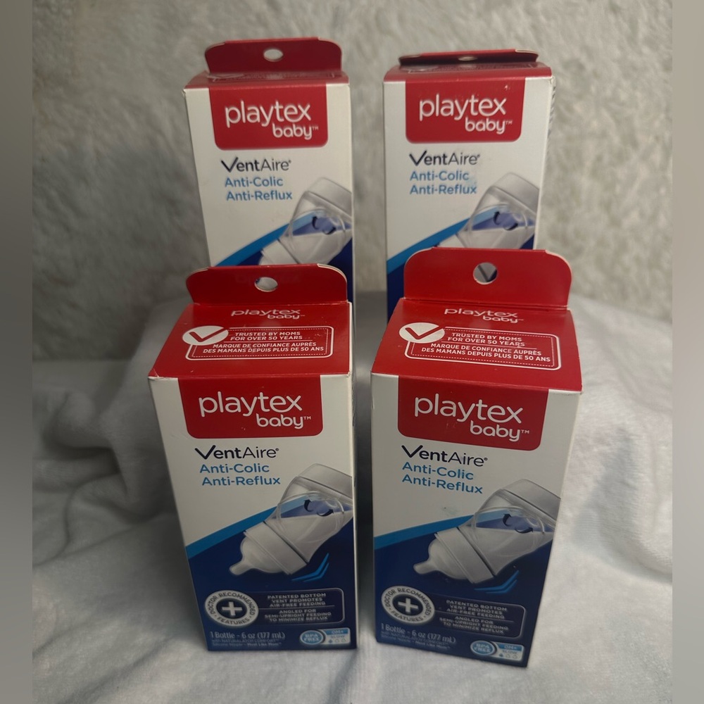 4 Playtex Baby Bottle Vent Aire 6oz NEW Anti Colic Anti Reflux